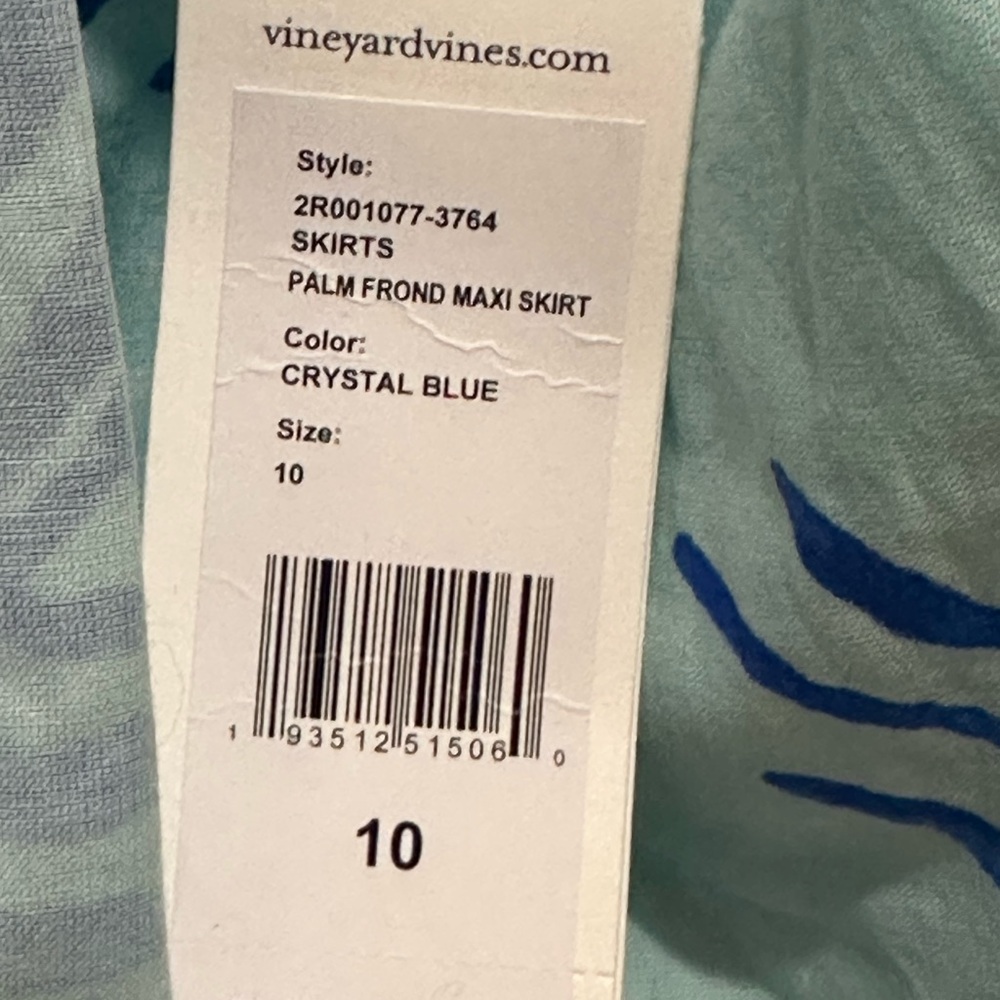Vineyard Vines Aqua Maxi Skirt with Blue Palm Print - Picture 2 of 4